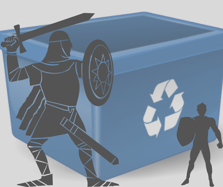 David vs. Goliath and Blue Box recycling bin